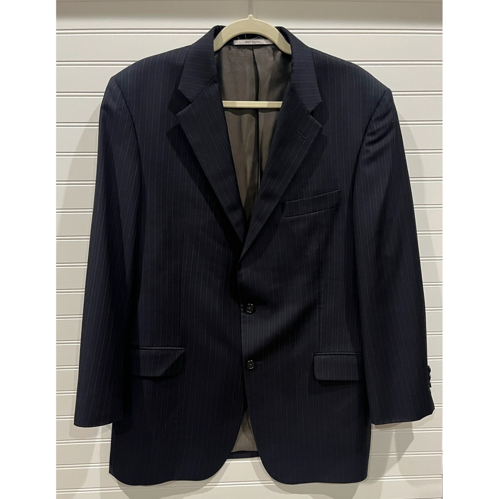 Hickey‎ Freeman Lindsey Navy Blue Pinstripe 100% Wool Blazer Suit Jacket 42R